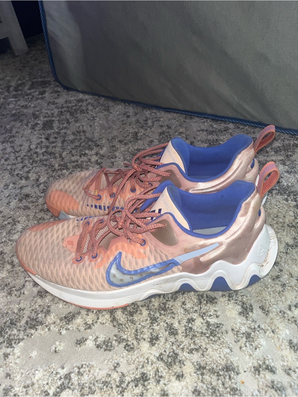 Nike Women's Athletic Sneakers in Rose Gold & Blue Accent